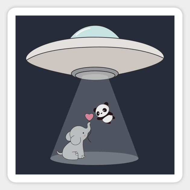 Funny Panda Bear Alien Abduction T-Shirt Sticker by happinessinatee